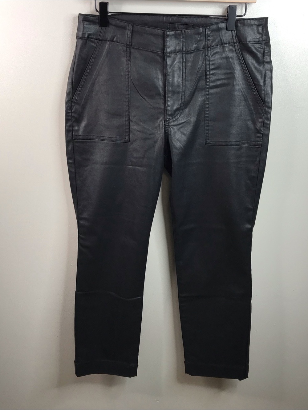 Kut From The Kloth Reese Ankle Straight Leg Black Pants Faux Leather Size 10 P